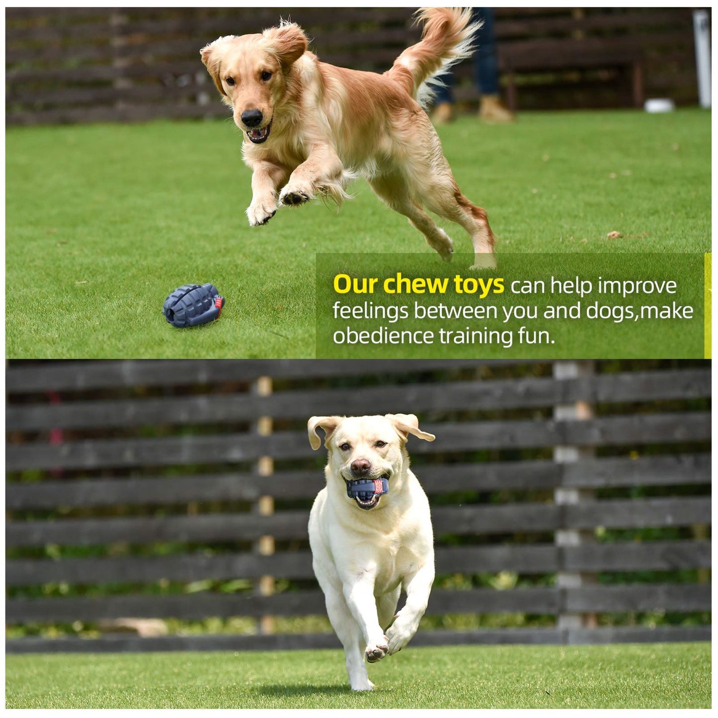 ROYAL PETS USA Indestructible, Durable & Tough Grenade Dog Chew Toy for Aggressive Chewers. Slow Treat Dispensing Interactive Toys for S, M & L Breed- 100% NATURAL RUBBER -10000 BITES TESTED - UNIQUE DESIGN FOR ORAL CARE