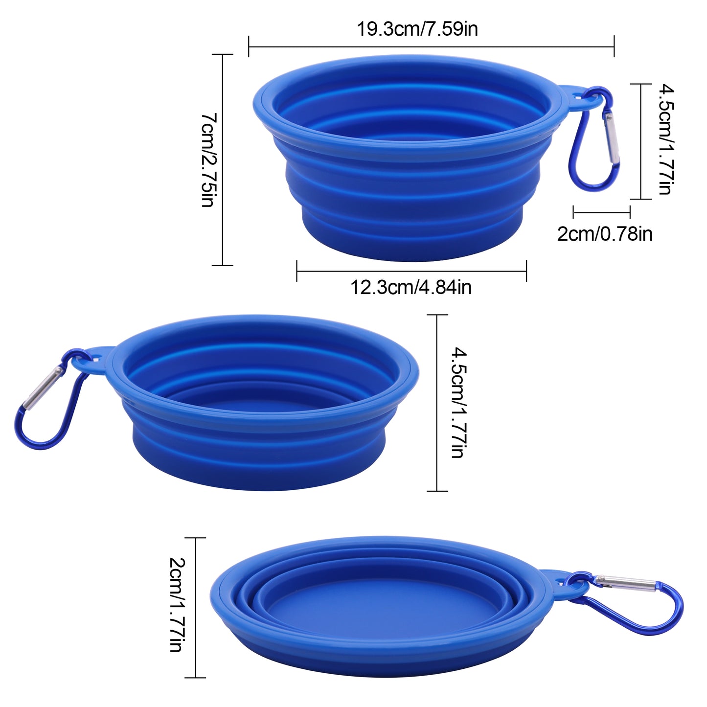 Royal Pets USA Collapsible Dog Travel Bowls, Portable Water Bowl for Dogs or Cats Pet Foldable Feeding Water or Treat for Traveling, Walking & Camping with Carabiner, BPA Free 1000ml