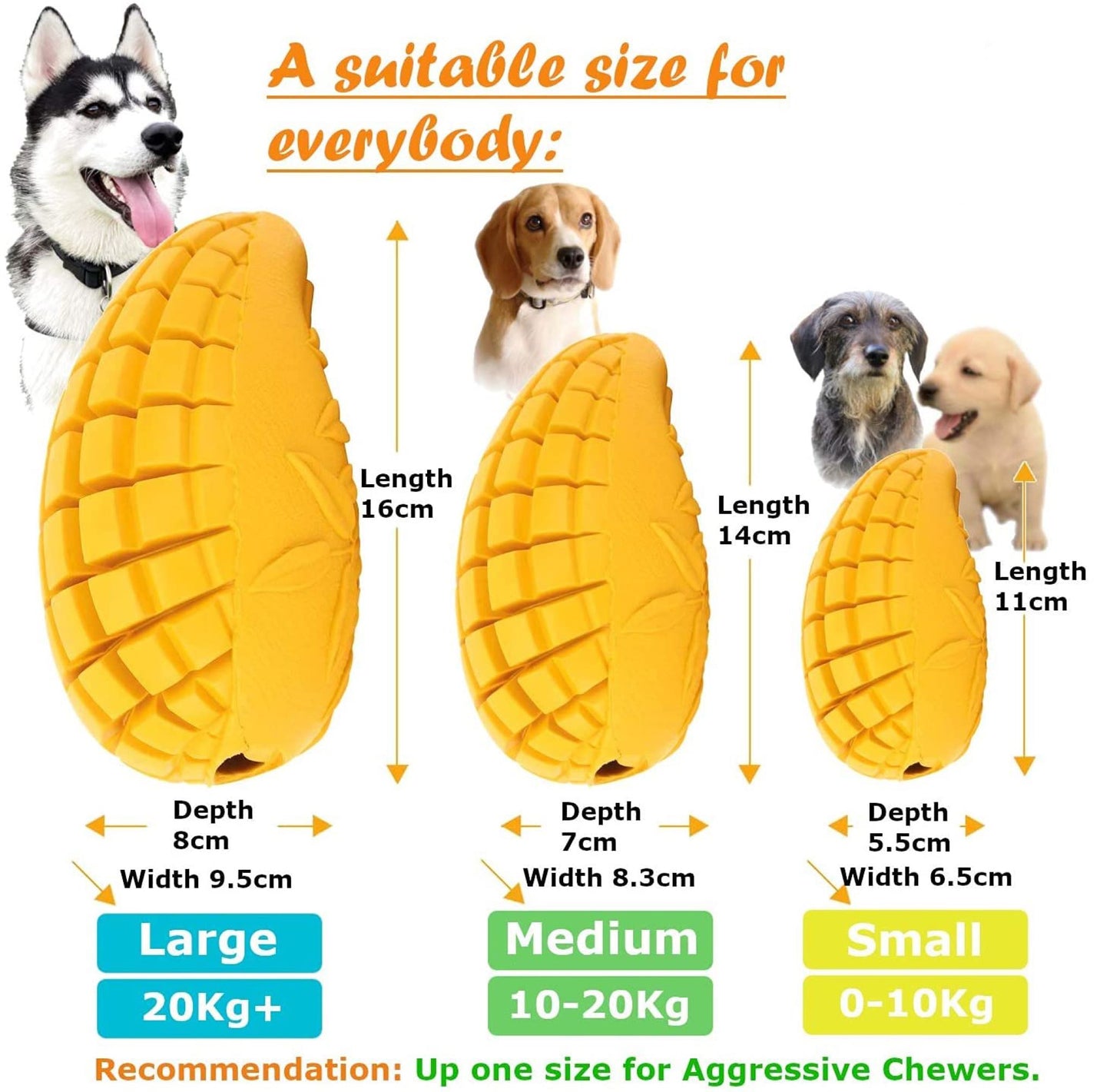 ROYAL PETS USA Indestructible, Durable & Tough Mango Dog Chew Toy for Extreme Aggressive Chewers. Slow Treat Dispensing Interactive Toys for S ,M,L Breed - 100% NATURAL RUBBER -10000 BITES TESTED - UNIQUE DESIGN FOR ORAL CARE