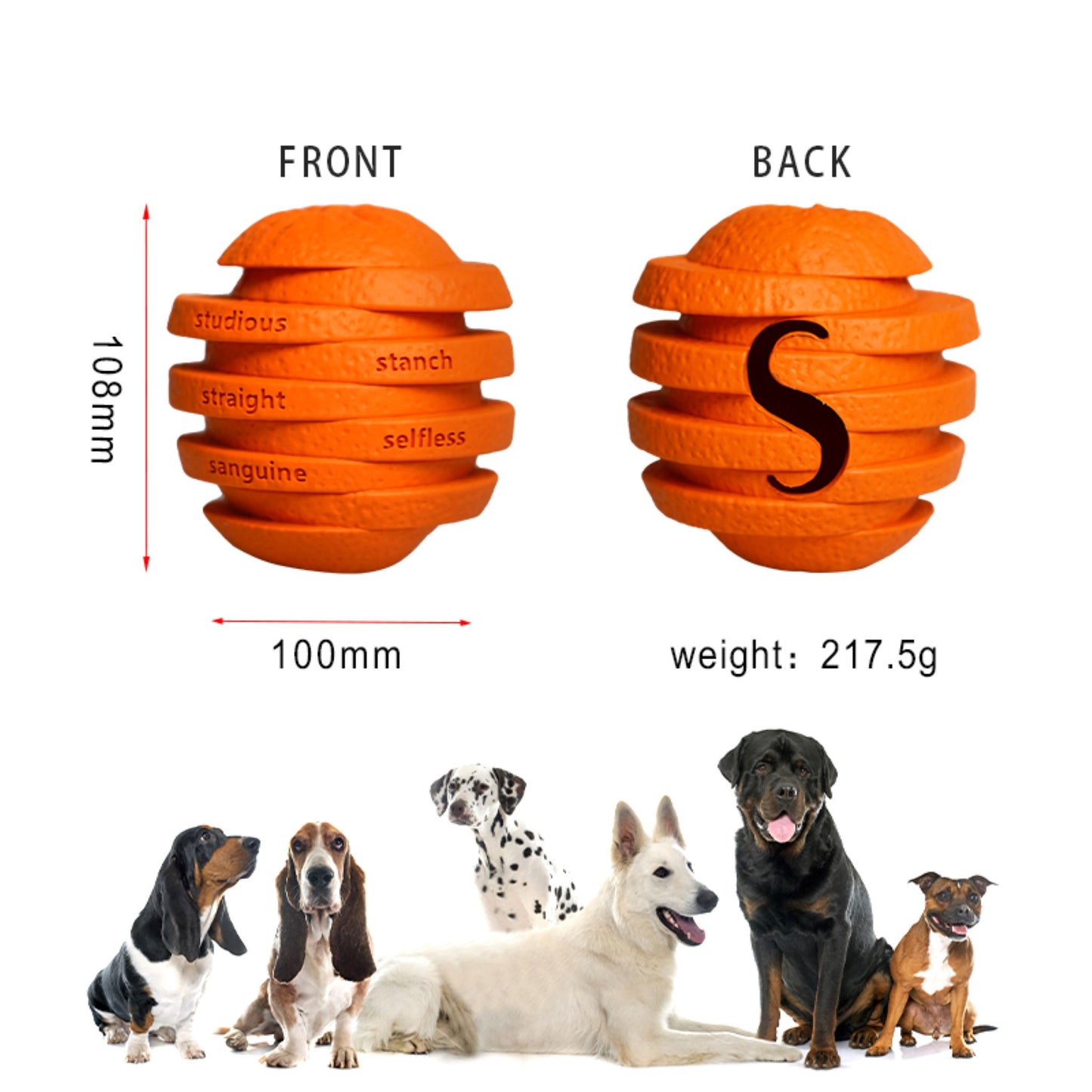 ROYAL PETS USA Indestructible, Durable & Tough Orange Dog Chew Toy for Aggressive Chewers. Slow Treat Dispensing Interactive Toys for S, M & L Breed -100% NATURAL RUBBER -10000 BITES TESTED - UNIQUE DESIGN FOR ORAL CARE