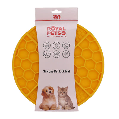 Royal Pets 2-in-1 Silicon Pet Lick Mat with Suction Yellow - Food Grade Safety