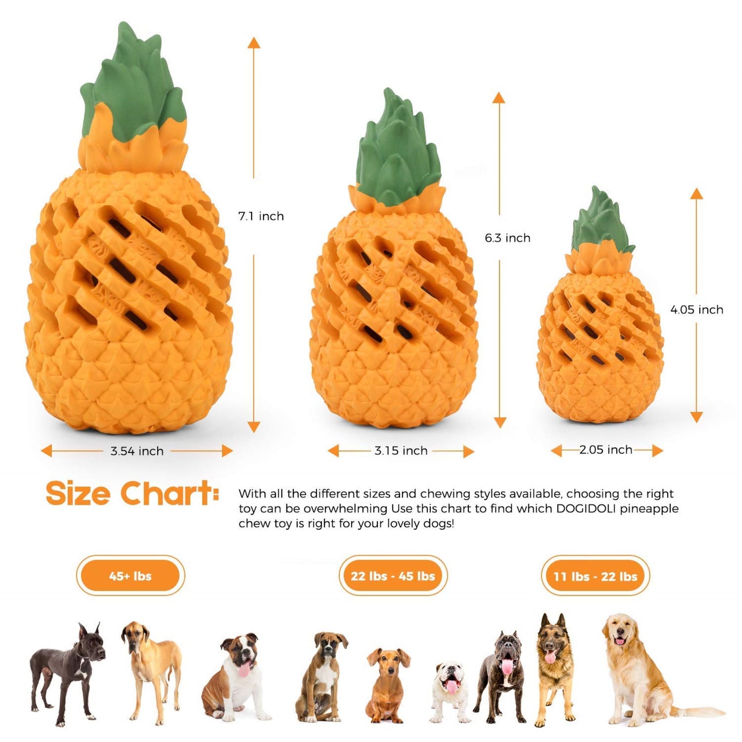 Royal Pets USA Indestructible, Durable & Tough Pineapple Dog Chew Toy for Aggressive Chewers, Slow Treat Dispensing Interactive Toys for S,M & L Breed - 100% NATURAL RUBBER -10000 BITES TESTED - UNIQUE DESIGN FOR ORAL CARE