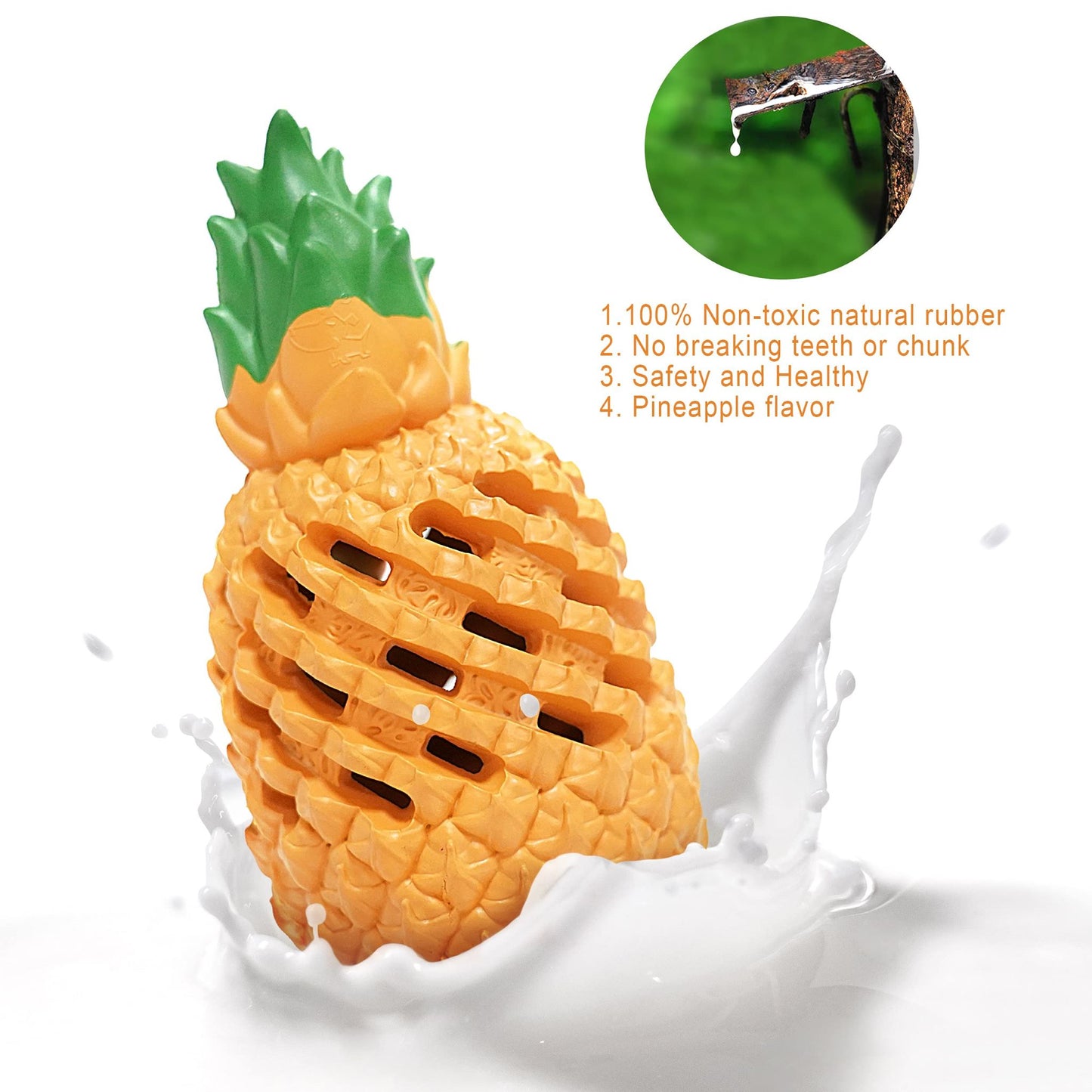 Royal Pets USA Indestructible, Durable & Tough Pineapple Dog Chew Toy for Aggressive Chewers, Slow Treat Dispensing Interactive Toys for S,M & L Breed - 100% NATURAL RUBBER -10000 BITES TESTED - UNIQUE DESIGN FOR ORAL CARE