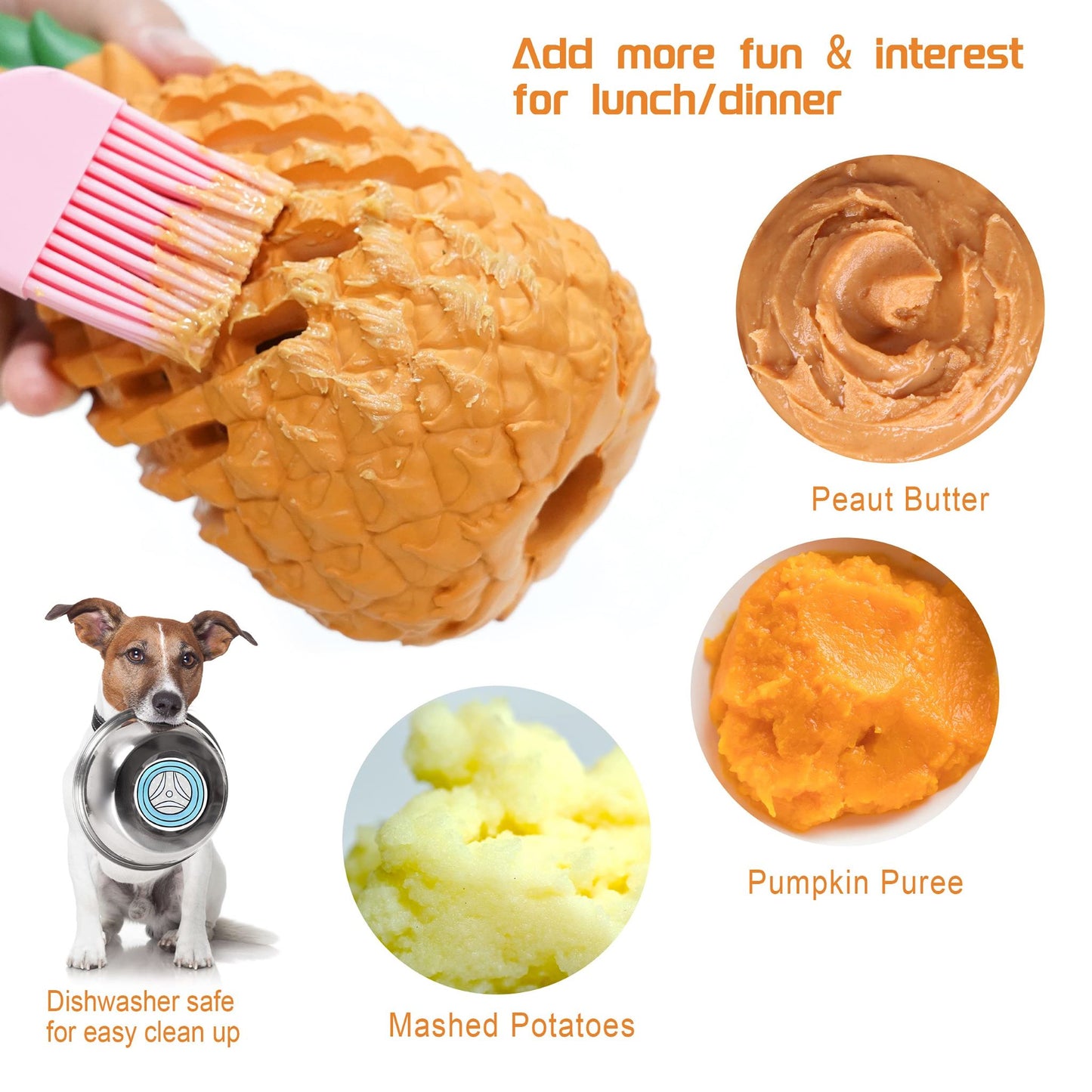 Royal Pets USA Indestructible, Durable & Tough Pineapple Dog Chew Toy for Aggressive Chewers, Slow Treat Dispensing Interactive Toys for S,M & L Breed - 100% NATURAL RUBBER -10000 BITES TESTED - UNIQUE DESIGN FOR ORAL CARE