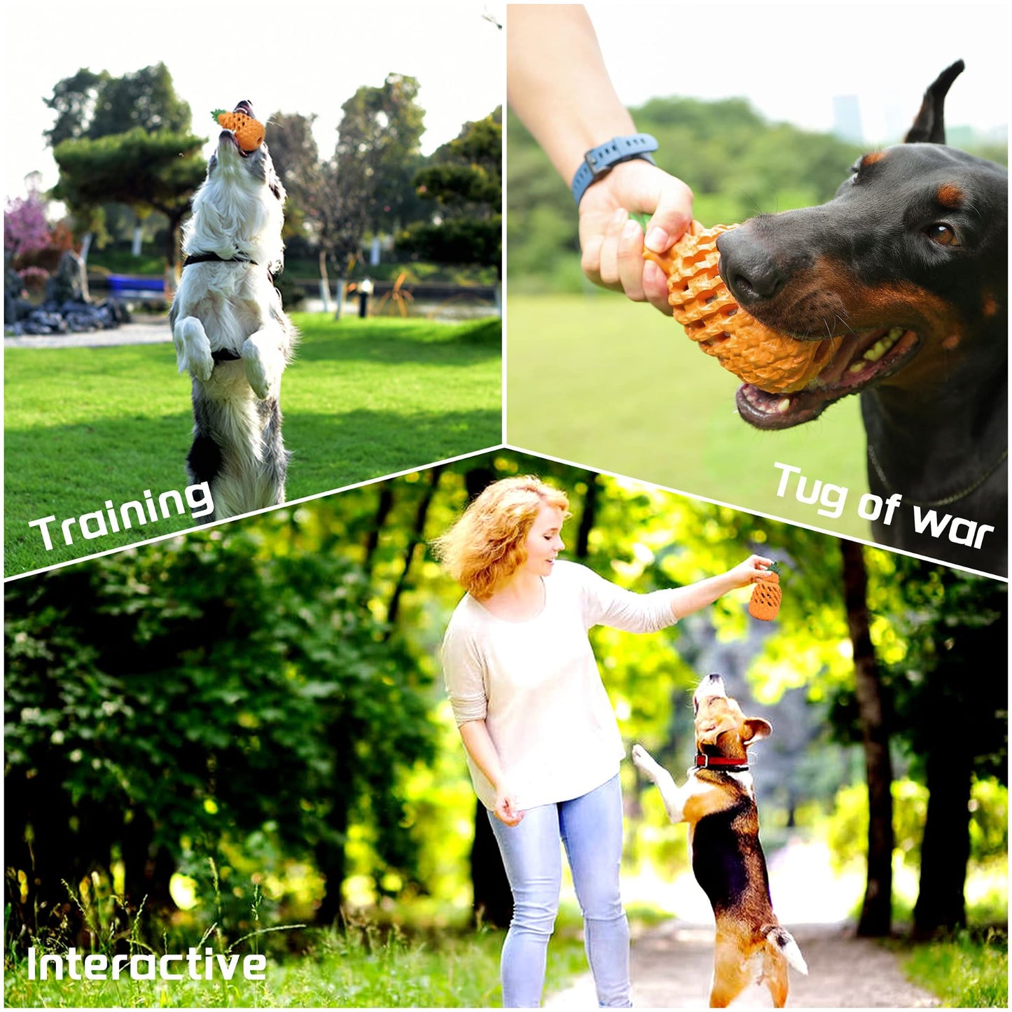 Royal Pets USA Indestructible, Durable & Tough Pineapple Dog Chew Toy for Aggressive Chewers, Slow Treat Dispensing Interactive Toys for S,M & L Breed - 100% NATURAL RUBBER -10000 BITES TESTED - UNIQUE DESIGN FOR ORAL CARE