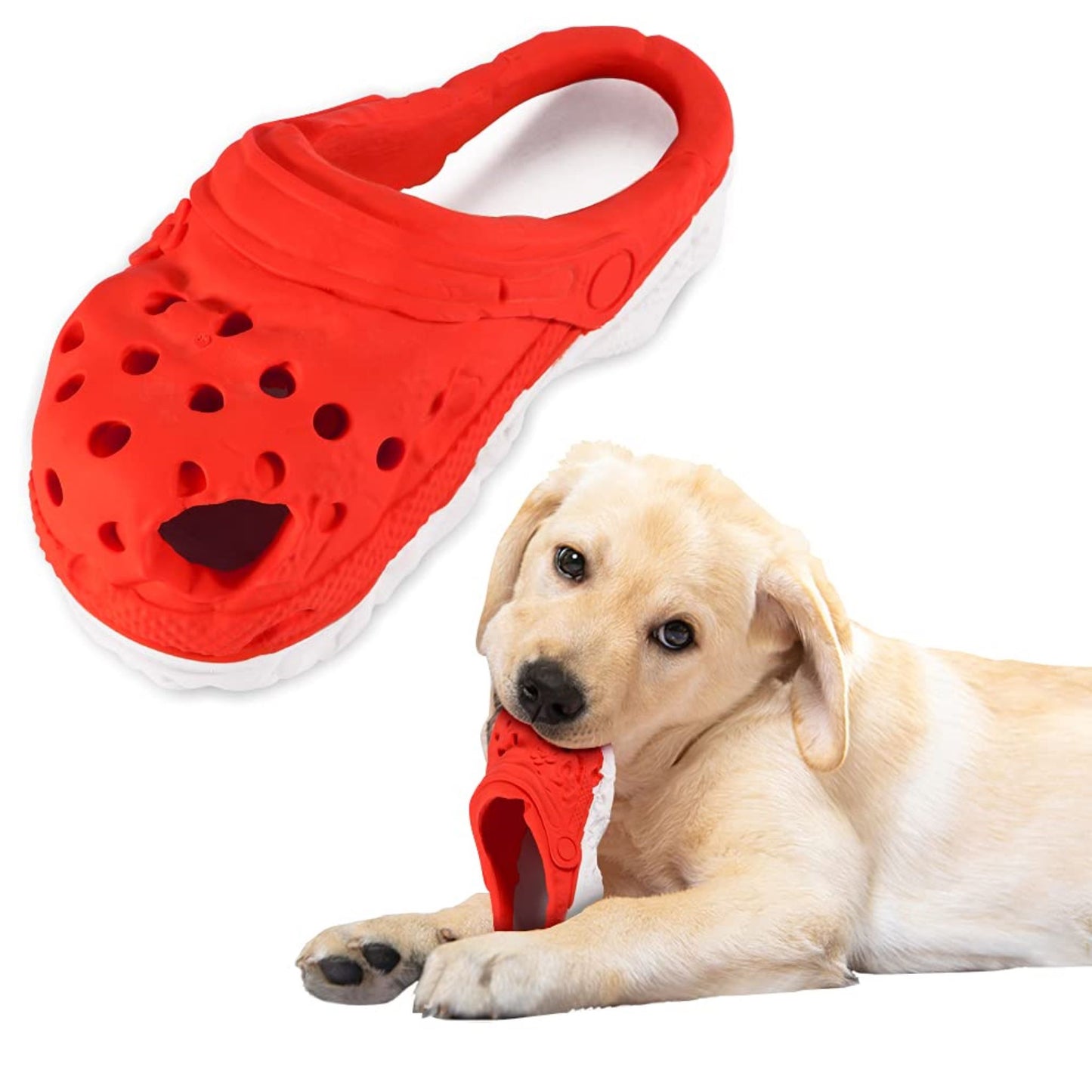 ROYAL PETS USA Indestructible, Durable & Tough Slipper Dog Chew Toy for Aggressive Chewers. Slow Treat Dispensing Interactive Toys for S, M & L Breed -*100% NATURAL RUBBER -10000 BITES TESTED - UNIQUE DESIGN FOR ORAL CARE*