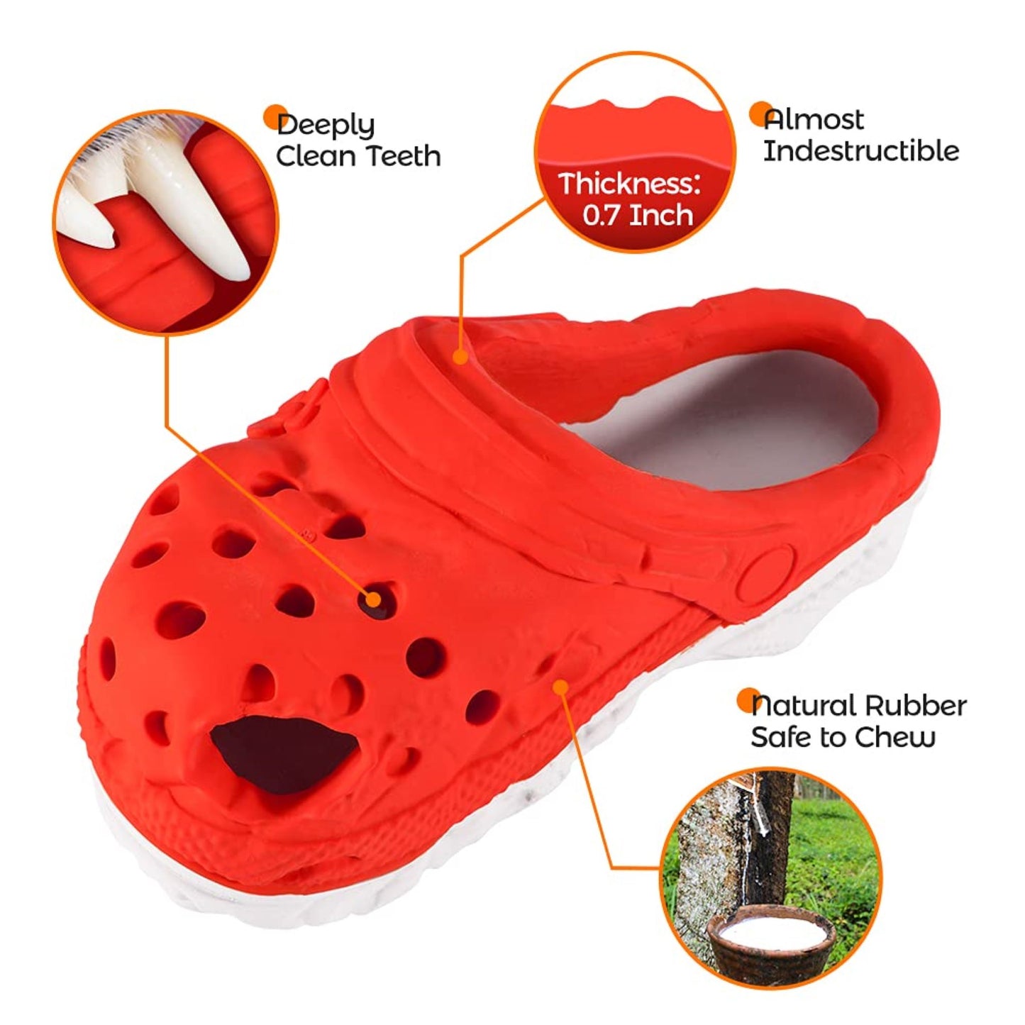 ROYAL PETS USA Indestructible, Durable & Tough Slipper Dog Chew Toy for Aggressive Chewers. Slow Treat Dispensing Interactive Toys for S, M & L Breed -*100% NATURAL RUBBER -10000 BITES TESTED - UNIQUE DESIGN FOR ORAL CARE*