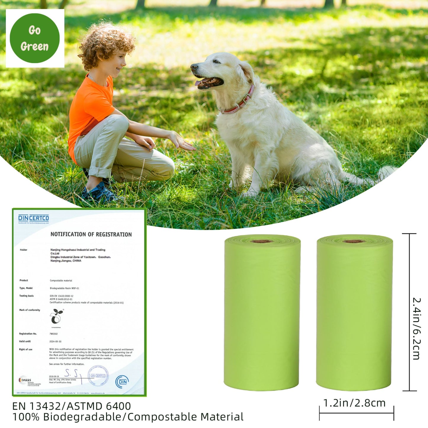 Royal Pets 540 poop bags /36 Rolls with dispenser 100% Biodegradable - SAVE EARTH Dog Poop Disposal Bags 36 Rolls-ASTM D6400 & EN 13432 CERTIFIED