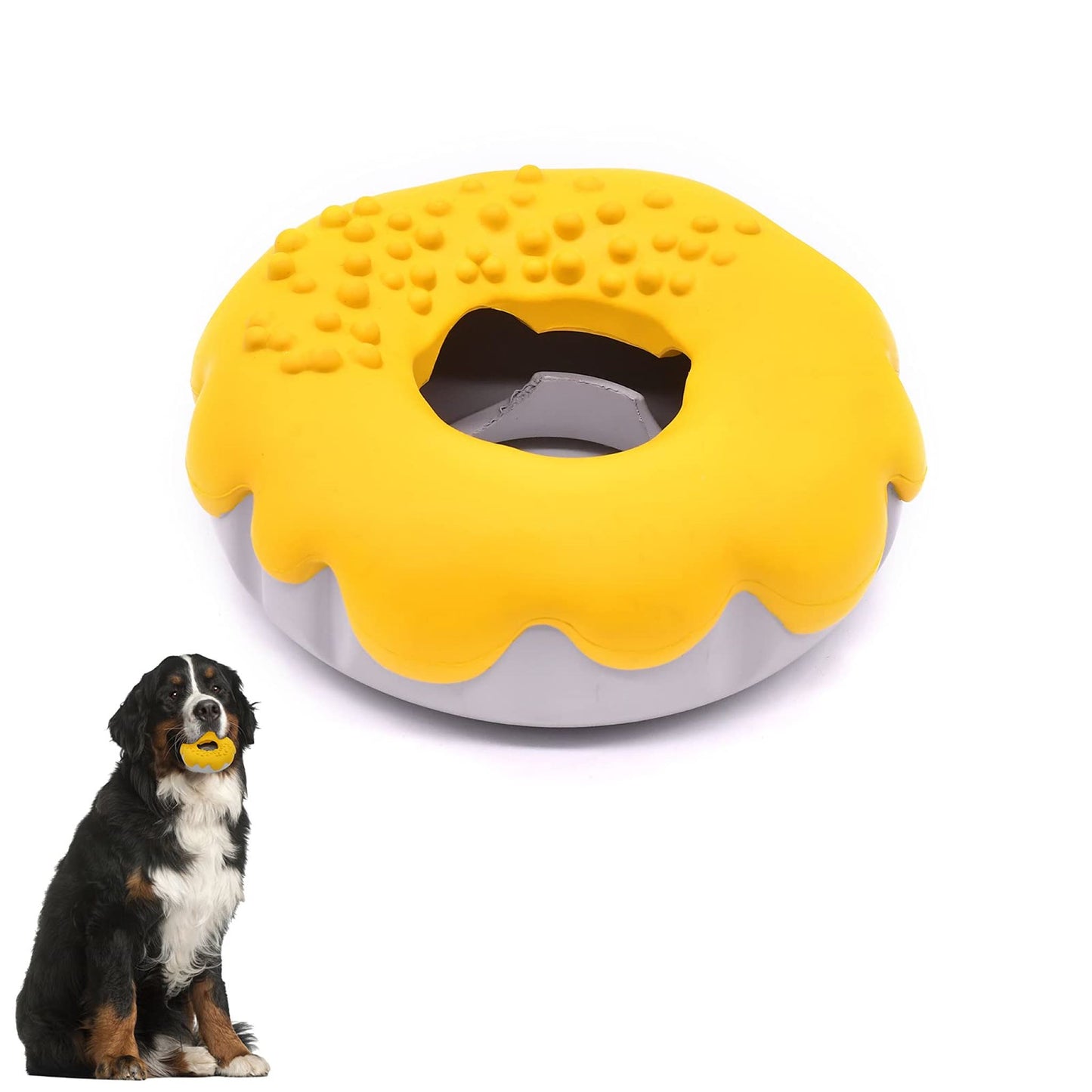 Royal Pets USA Indestructible, Durable & Tough Donut Dog Chew Toy for Aggressive Chewers. Slow Treat Dispensing Interactive Toys for S, M & L Breed-100% NATURAL RUBBER -10000 BITES TESTED - UNIQUE DESIGN FOR ORAL CARE