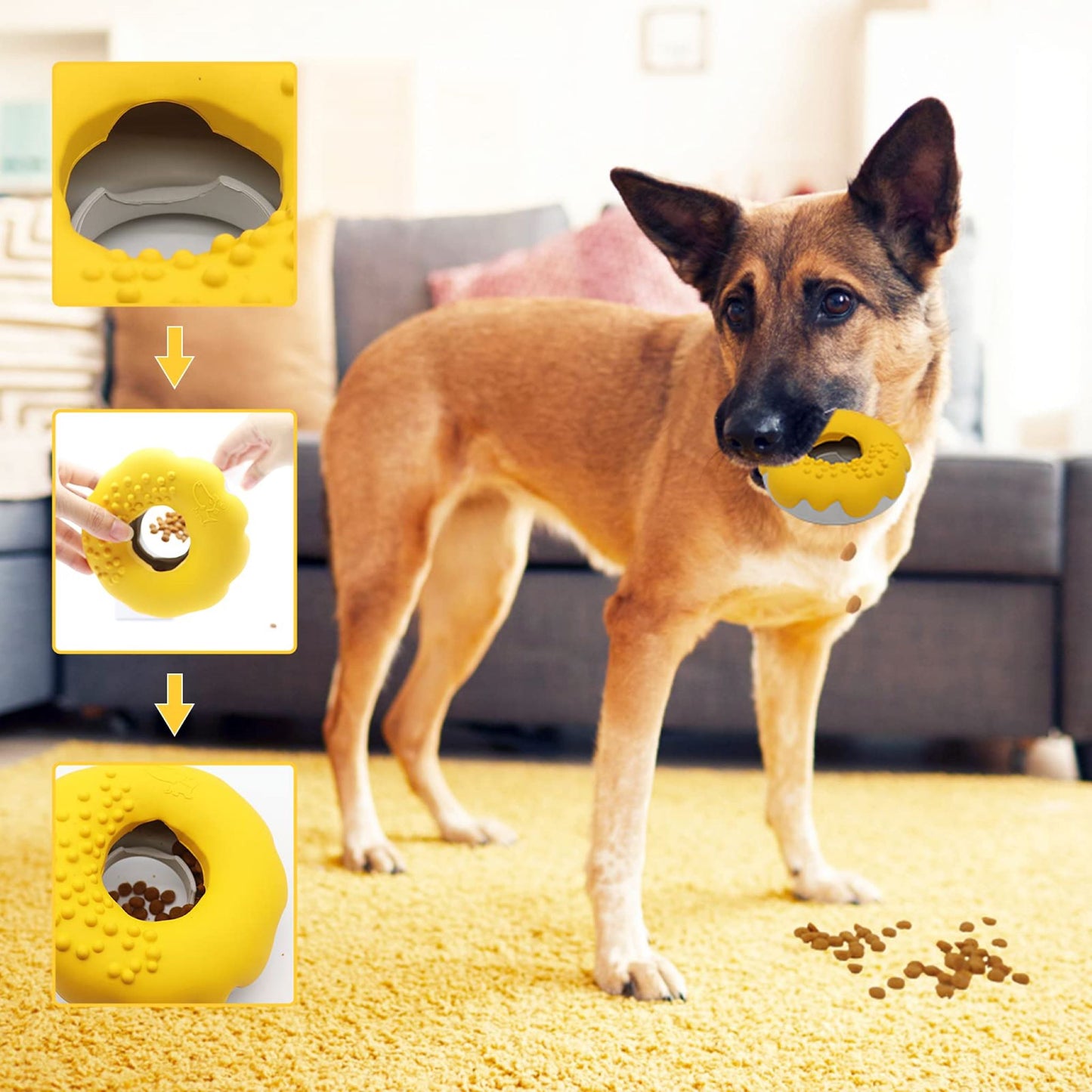 Royal Pets USA Indestructible, Durable & Tough Donut Dog Chew Toy for Aggressive Chewers. Slow Treat Dispensing Interactive Toys for S, M & L Breed-100% NATURAL RUBBER -10000 BITES TESTED - UNIQUE DESIGN FOR ORAL CARE