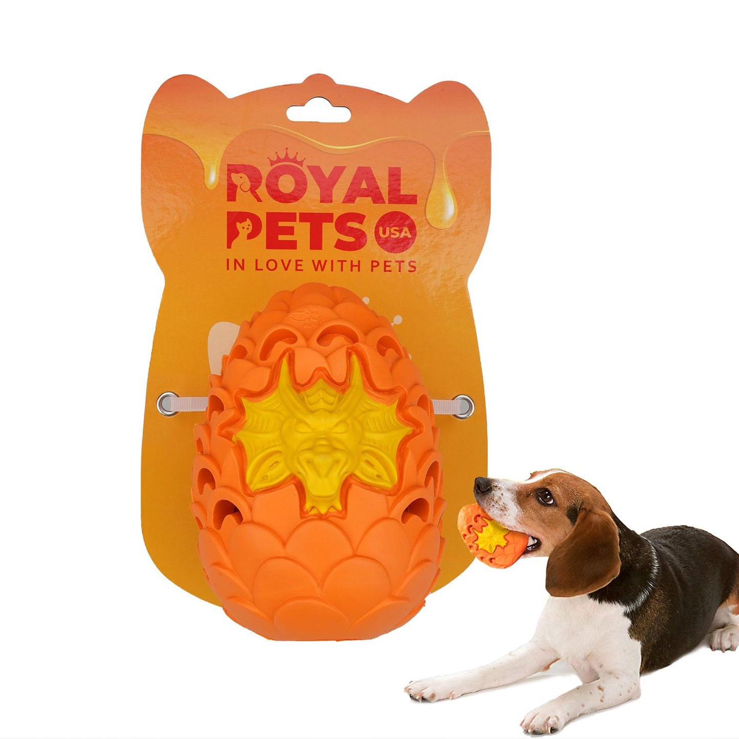 ROYAL PETS USA Indestructible, Durable & Tough Dragon Egg Dog Chew Toy for Aggressive Chewers, Slow Treat Dispensing Interactive Toys for S,M & L Breed - 100% NATURAL RUBBER -10000 BITES TESTED - UNIQUE DESIGN FOR ORAL CARE