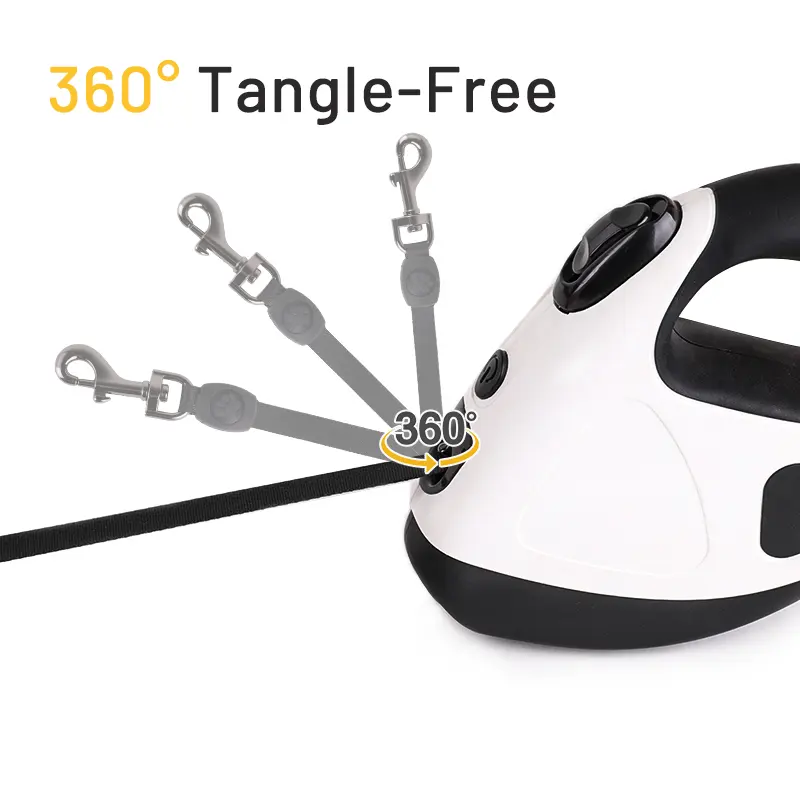 Royal Pets USA Retractable Dog Leash with Strong LED Flash-Light, Anti-Lock Mechanism, Tangle Free, Anti-Slip Comfort Grip, Dog Safety Walking Leash for Small, Medium & Large Breed (Black, 16 Ft)
