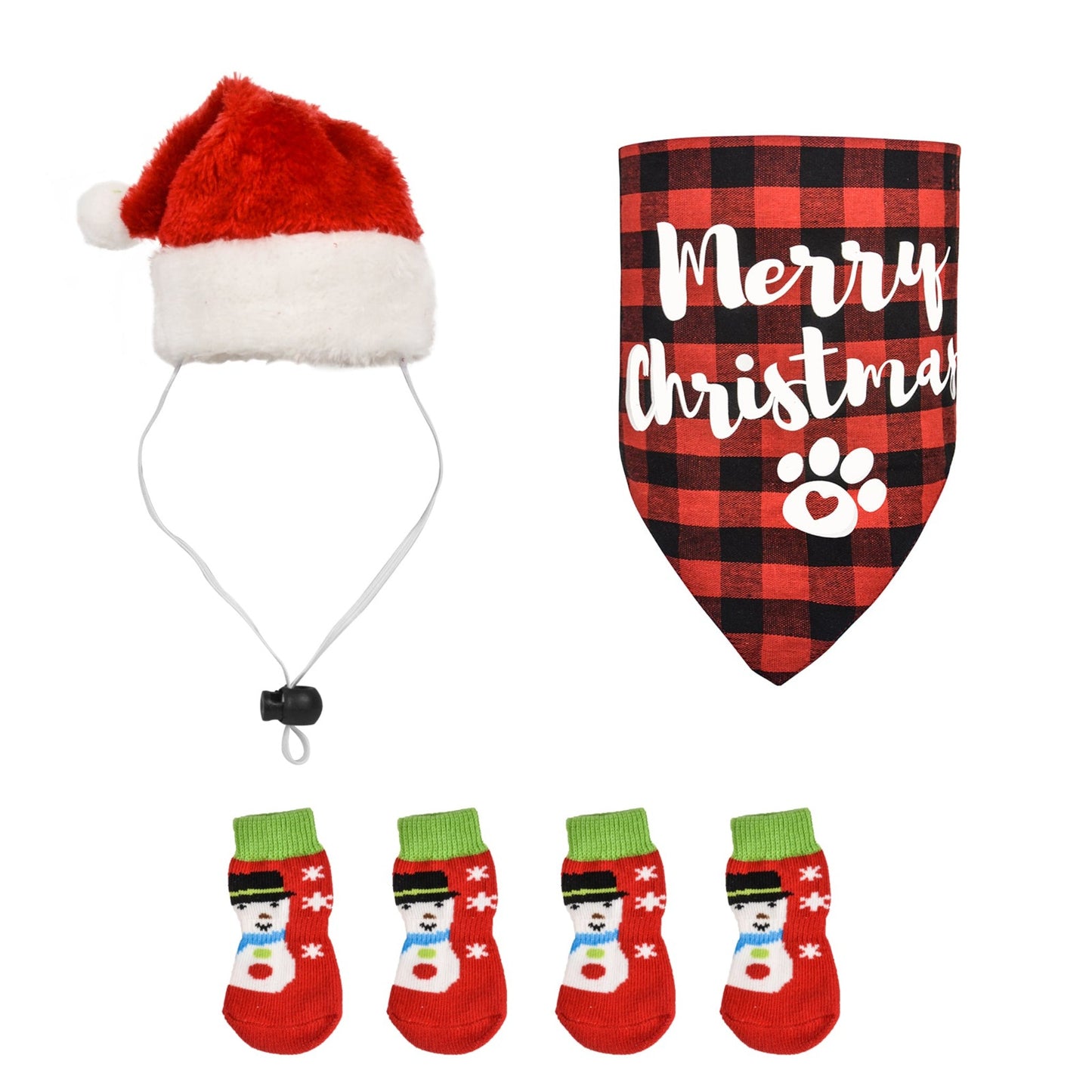 Royal Pets USA Perfect Christmas Costume, Matching Outfit for Dogs and Cats, Including Hats, Bandana, and Sets of Anti-Slip Socks