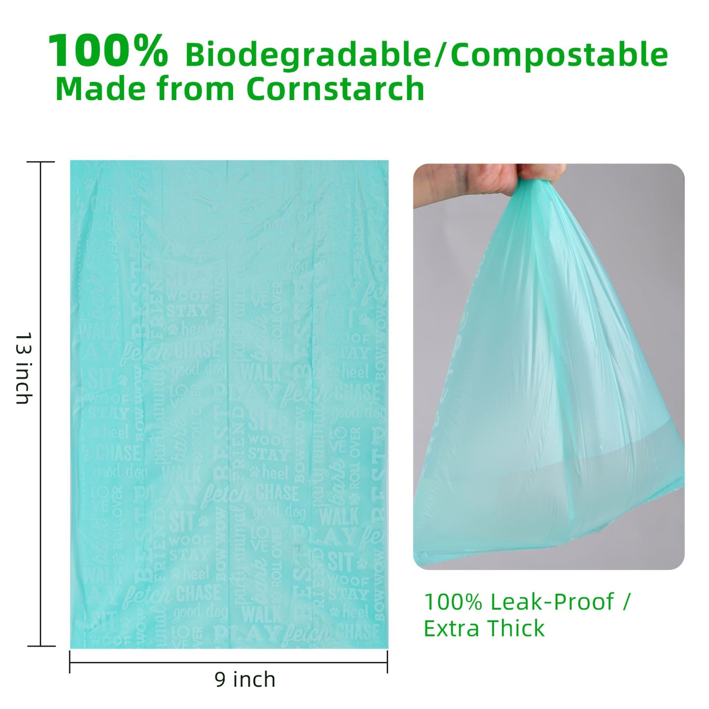 ROYAL PETS USA Poo Bags Eco-Friendly and Reliable. Made from 100% Biodegradable - SAVE EARTH, which Decompose Naturally, Minimizing Pollution. Heavy Duty & Tear Resistant - No more Landfills - ASTM D6400 & EN 13432 CERTIFIED