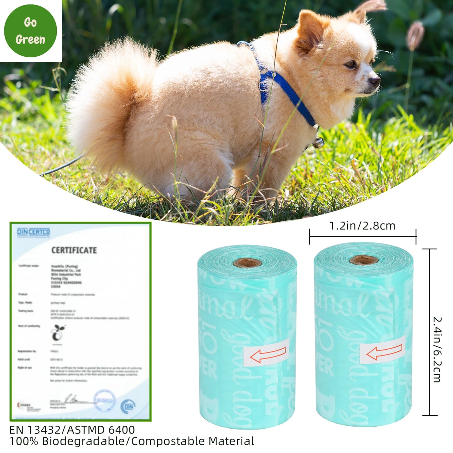 ROYAL PETS USA Poo Bags Eco-Friendly and Reliable. Made from 100% Biodegradable - SAVE EARTH, which Decompose Naturally, Minimizing Pollution. Heavy Duty & Tear Resistant - No more Landfills - ASTM D6400 & EN 13432 CERTIFIED