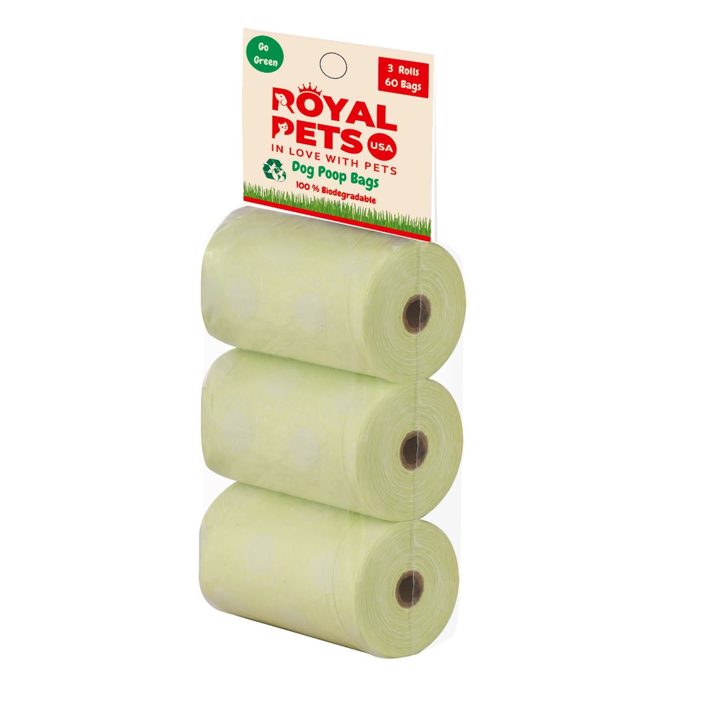 ROYAL PETS USA Poo Bags Eco-Friendly and Reliable. Made from 100% Biodegradable - SAVE EARTH, which Decompose Naturally, Minimizing Pollution. Heavy Duty & Tear Resistant - No more Landfills - ASTM D6400 & EN 13432 CERTIFIED