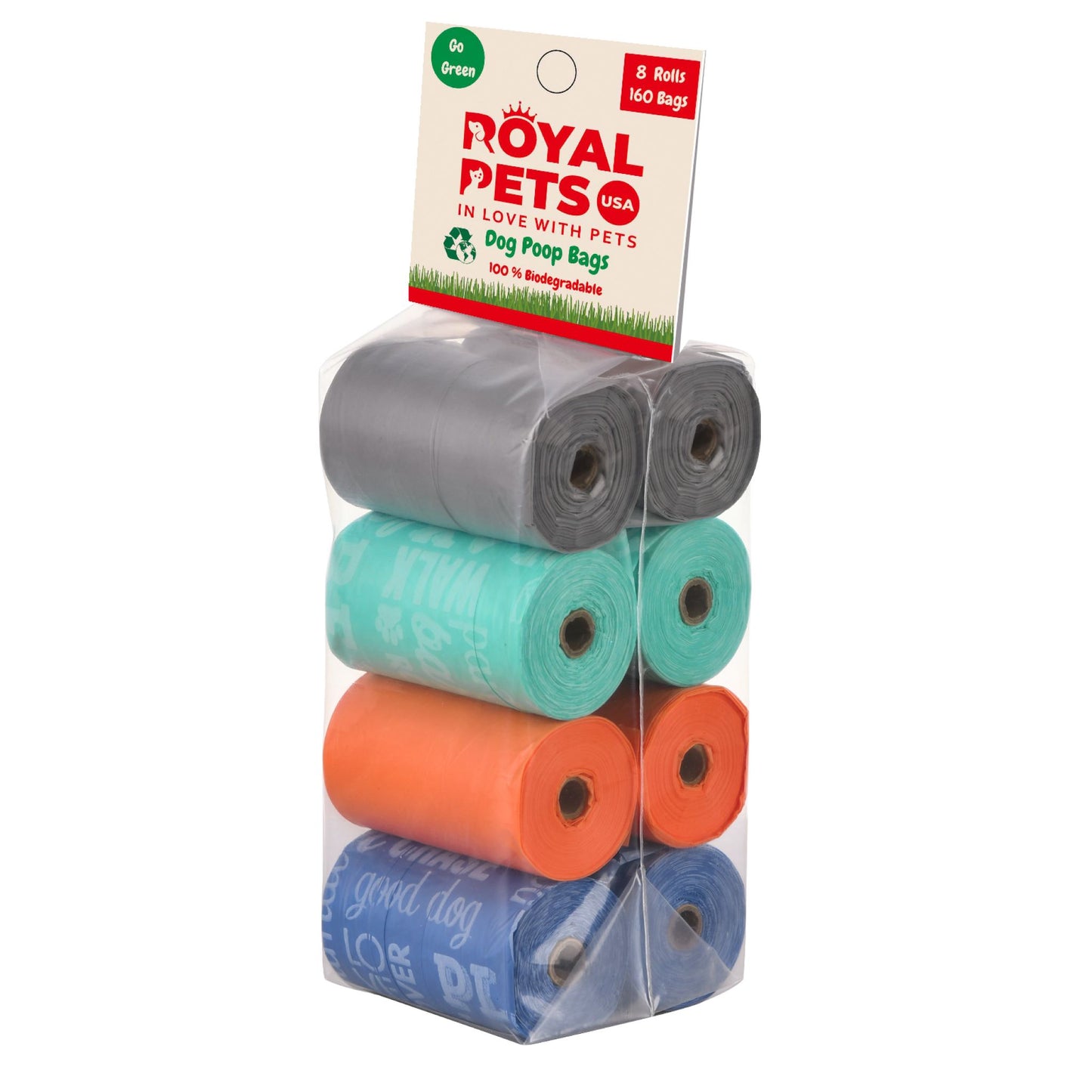 ROYAL PETS USA Poo Bags Eco-Friendly and Reliable. Made from 100% Biodegradable - SAVE EARTH, which Decompose Naturally, Minimizing Pollution. Heavy Duty & Tear Resistant - No more Landfills - ASTM D6400 & EN 13432 CERTIFIED